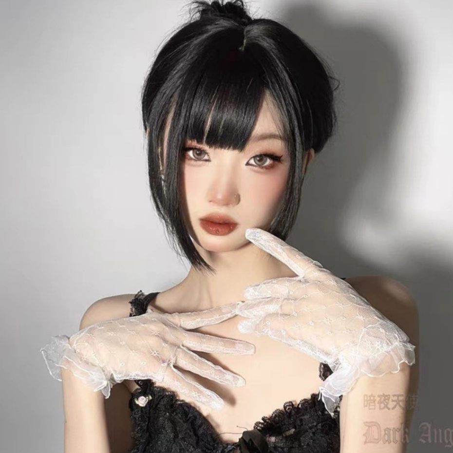 🔮 ลูกไม้ ถุงมือเจ้าสาว ถุงมือซีทรู 🔮 SET CC-003 พร้อมส่งจากไทย - รูปที่ 4