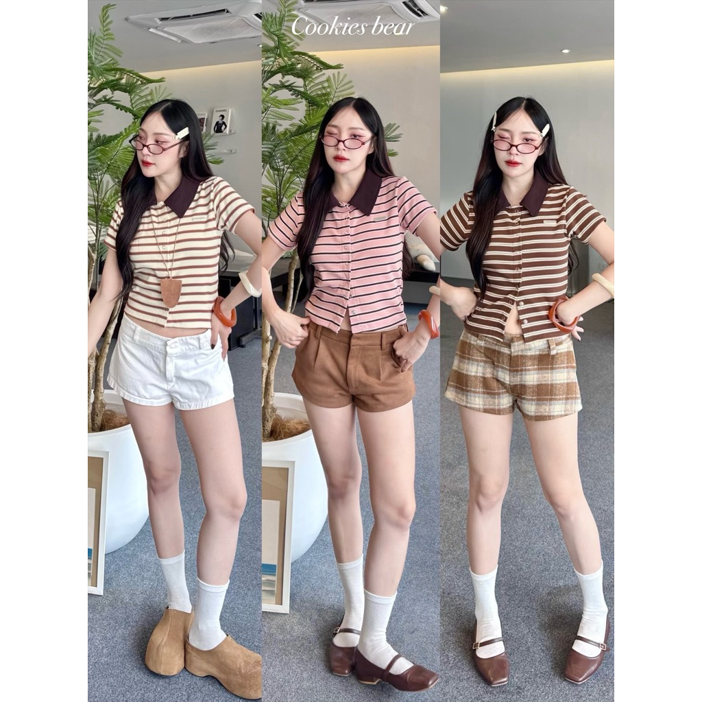 A10 - Cookies Bear 🍻 เสื้อเชิ้ตคอปกแบบผ่าหน้าติดกระดุม