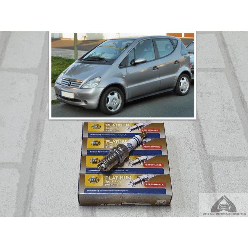 หัวเทียน แพลทตินัม เบนซ์ Benz W168 ( 1997 - 2004 ) ชุด 4 หัว ระยะใช้งาน 60000 กม : Hella PM8RC-11