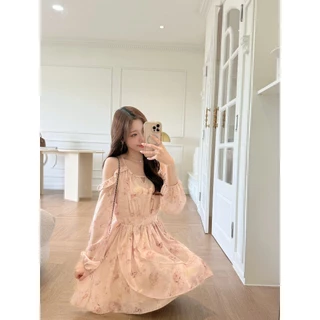 DR0551 LABELLE รุ่น Caris Dress เดรสสั้นสีครีมน่ารัก