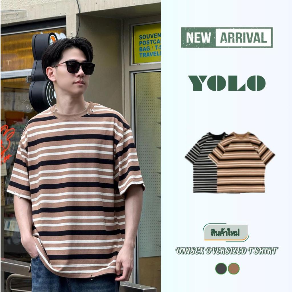 YOLO เสื้อยืด OVERSIZE เสื้อยืดโอเวอร์ไซส์ เสื้อคอตตอน คอกลม แนวสตรีท Y273