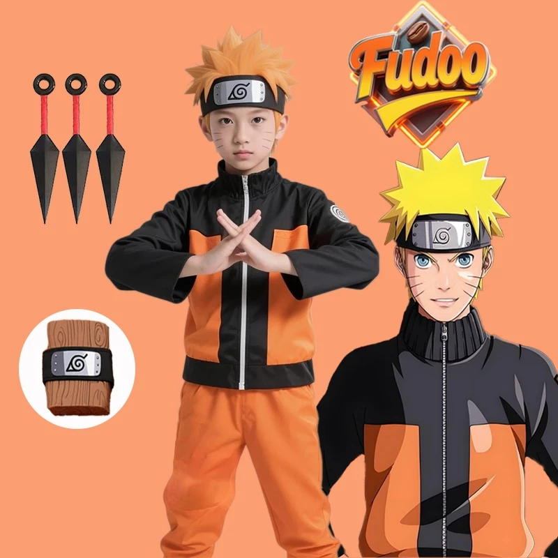 Naruto เครื่องแต่งกาย Uzumaki เครื่องแต่งกายสำหรับเด็กอะนิเมะเด็กคอสเพลย์ปาร์ตี้ฮาโลวีน