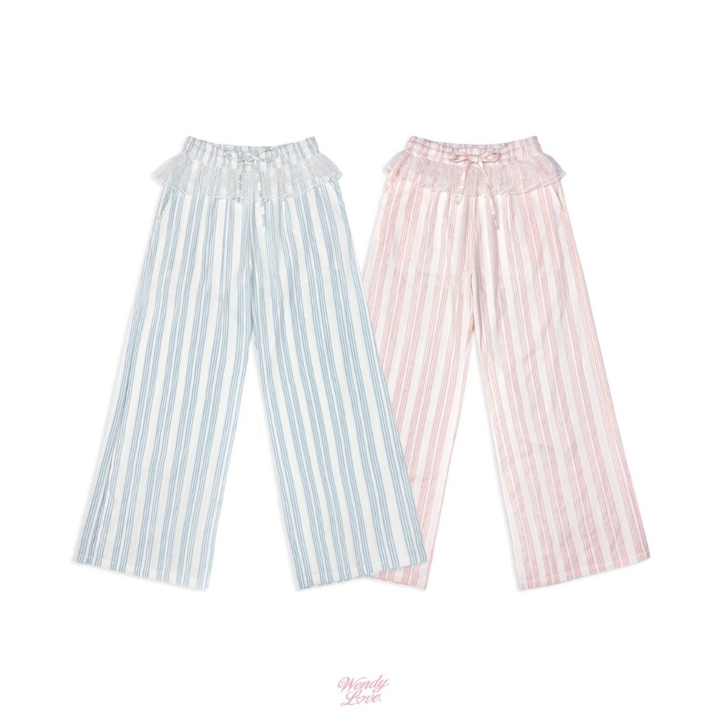 WENDYLOVE | Annita Lace Pants กางเกงขายาวลายทาง สุดน่ารัก