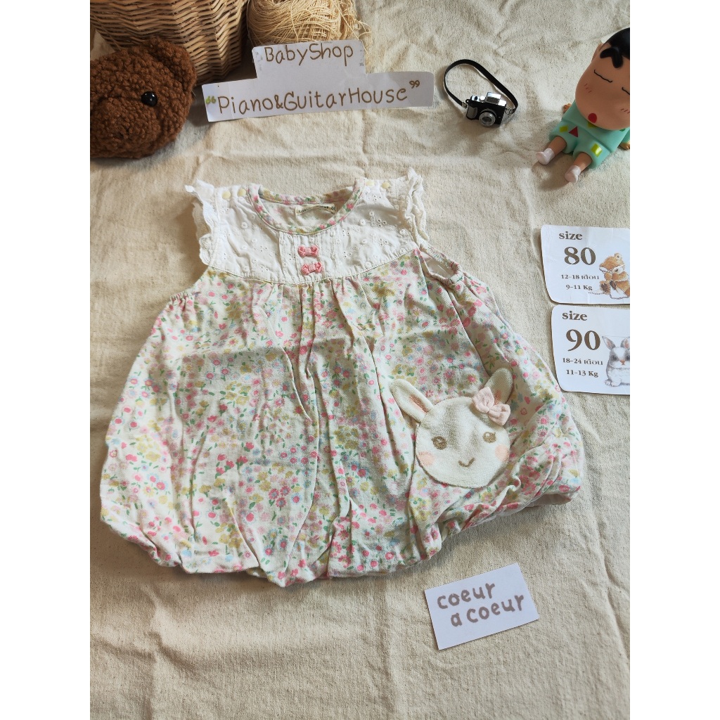 มินิเดรสทรงลอลลูนแบรนด์ Coeur A Coeur รหัสDD1490 ส่งต่อเสื้อผ้าเด็กแบรนด์ญี่ปุ่นมือสอง เดรสเด็ก
