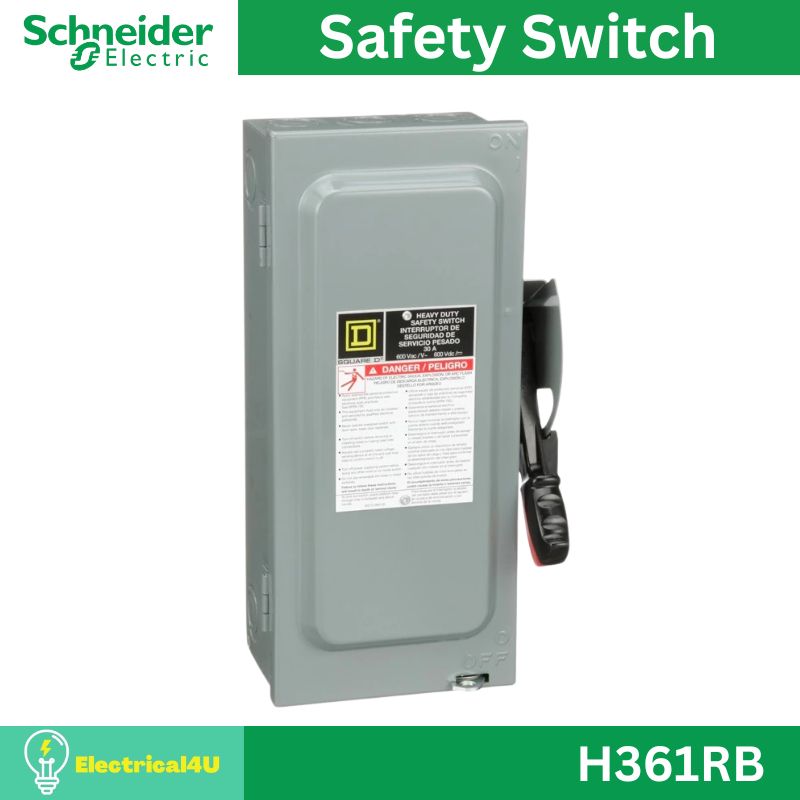 Schneider Electric H361RB เซฟตี้ สวิตซ์ แบบติดตั้งฟิวส์ได้ สำหรับใช้ภายนอกอาคาร 30A 3เฟส 600V