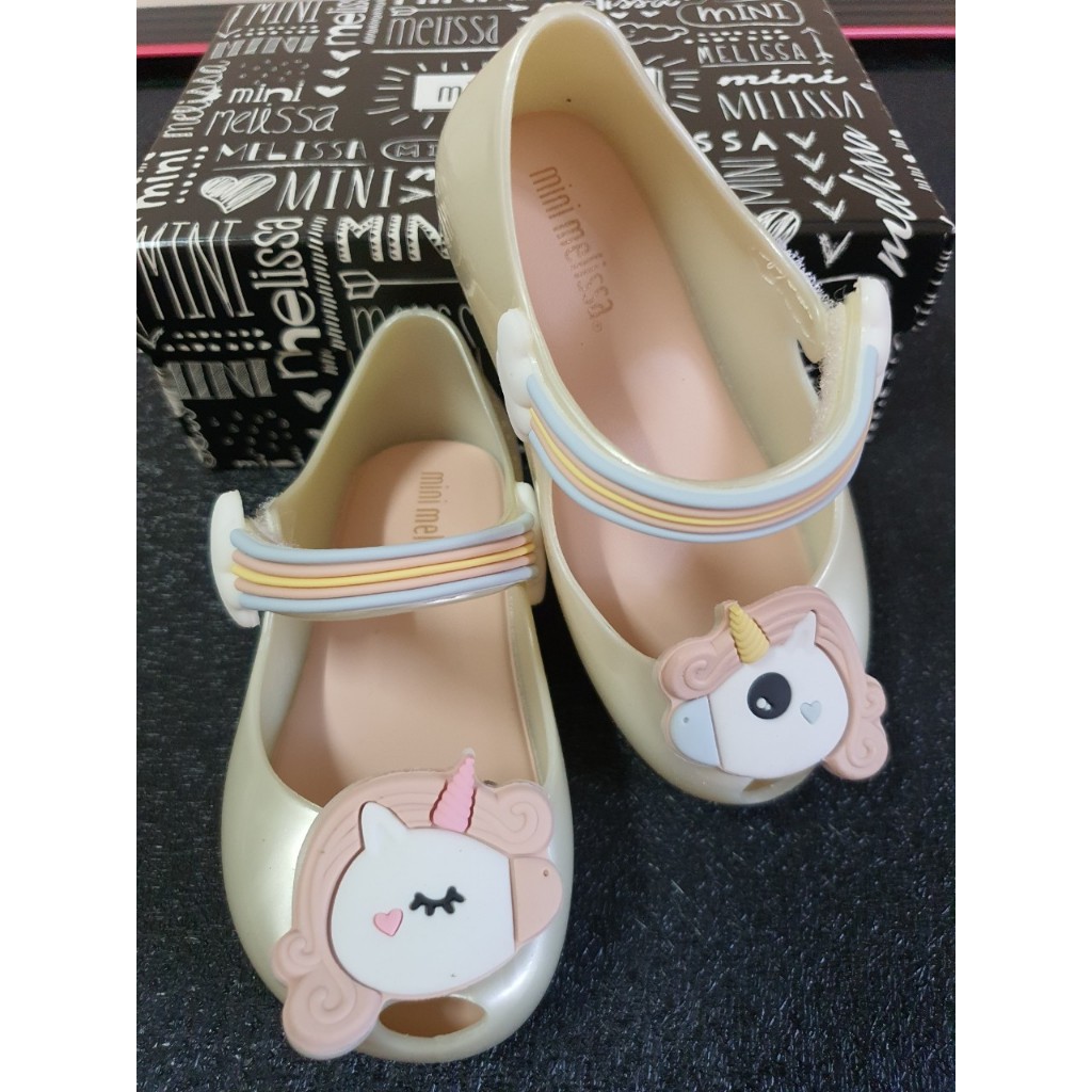 รองเท้าเด็ก Mini Melissa แท้ ไซส์ 13.5 cm. Unicorn สีครีม เบอร์ US7 ส่งต่อมือสอง สภาพใหม่ ไม่ผ่านการ