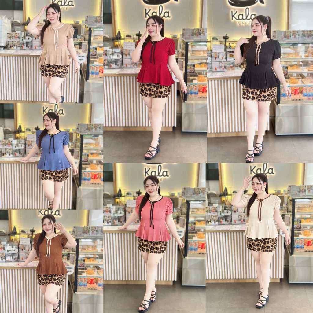 ถูกที่สุด เสื้อสาวอวบ 😍อก38-46😍 คอกลม ขอบตัด แต่งแขนชั้น ชายระบาย พรางหุ่น (A102)