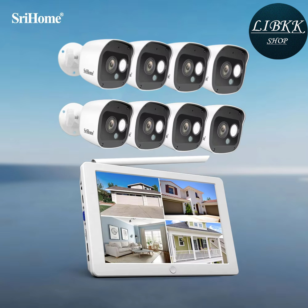 SriHome NVS009-IPC029 X4 X8 1080P Wifi ชุด กล้องวงจรปิด  กันฝนการเฝ้าระวังวิดีโอมือถือ Remote View Security PTZ