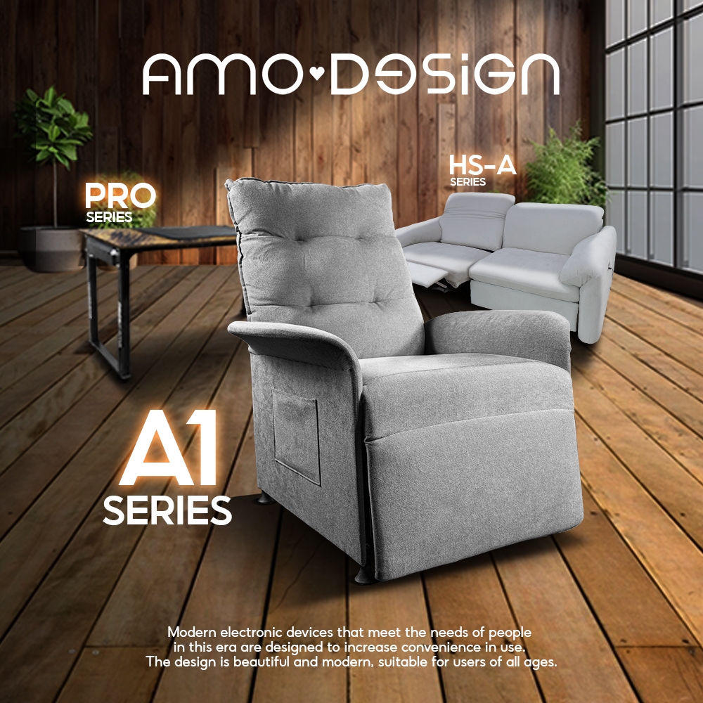 [เก็บโค้ดส่งฟรี] AMO DESIGN [A1] Electric Sofa เก้าอี้โซฟาปรับเอนนอนได้ ผ้า Premium ประกันสินค้า 2 ป