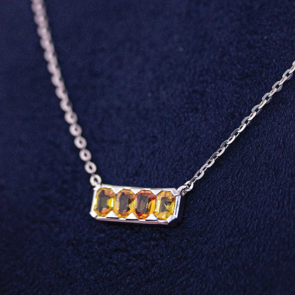 สร้อยคอ Fancy Sapphire & Diamond ทองคำแท้ 9K