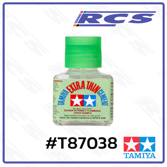 TAMIYA 87038 EXTRA-THIN CEMENT (40ml) กาวสำหรับการทำโมเดลพลาสติก ฝาเขียว