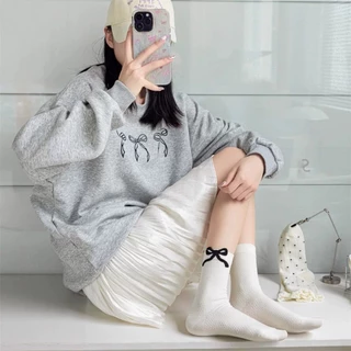 SOCK🥝 ถุงเท้าแฟชั่น ข้อสั้น ยาว ถุงเท้าสีพื้น ตกแต่งระบายลูกไม้ สไตล์ญี่ปุ่น สำหรับผู้หญิง
