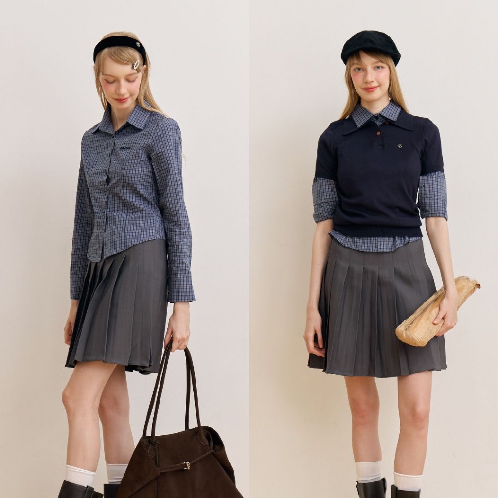 KINDARARE — Oxford Stripe Shirt (เชิ้ตทรงพอดีตัว ปักโลโก้ พร้อมส่ง)