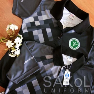 SAKOL เสื้อโปโลพิมพ์ลาย 07 สธ ดำ ตราสาธารณสุข โปโลสาสุข เสื้อสีดำ เสื้อดำ
