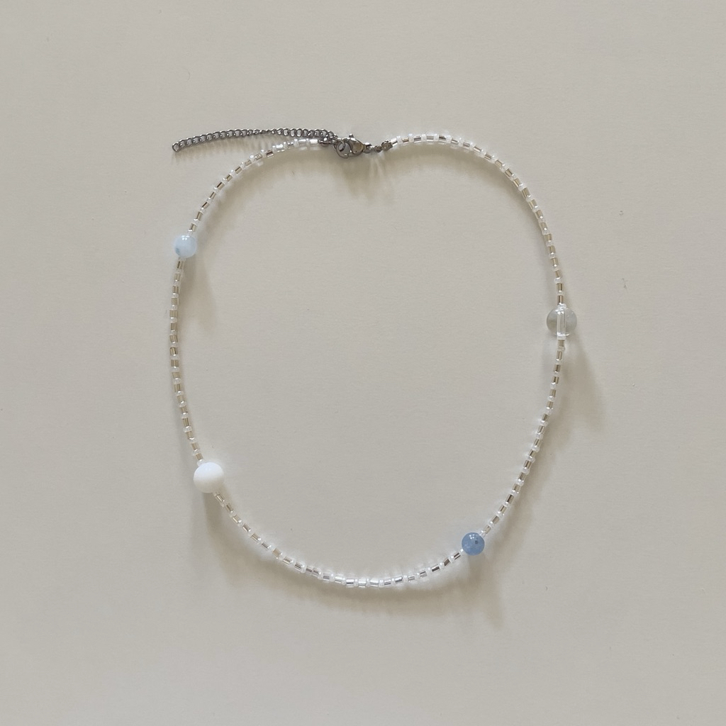 blue silver necklace 🩵 สร้อยคอลูกปัด