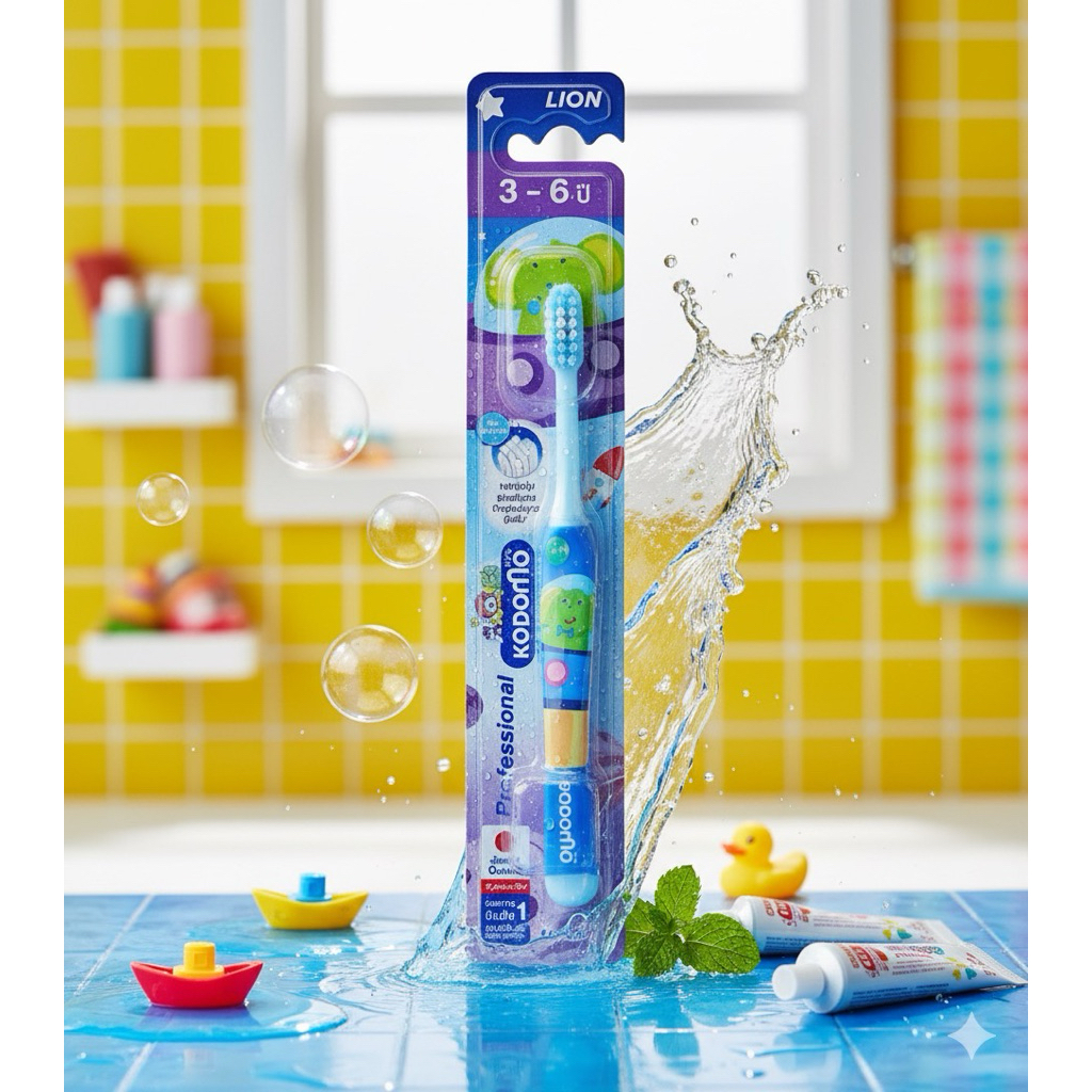 KODOMO Professional  แปรงสีฟันเด็กโคโดโม โปรเฟสชั่นแนล 3-6ปี คละสี แถมฟรียาสีฟันสตรอเบอรี่ 15g