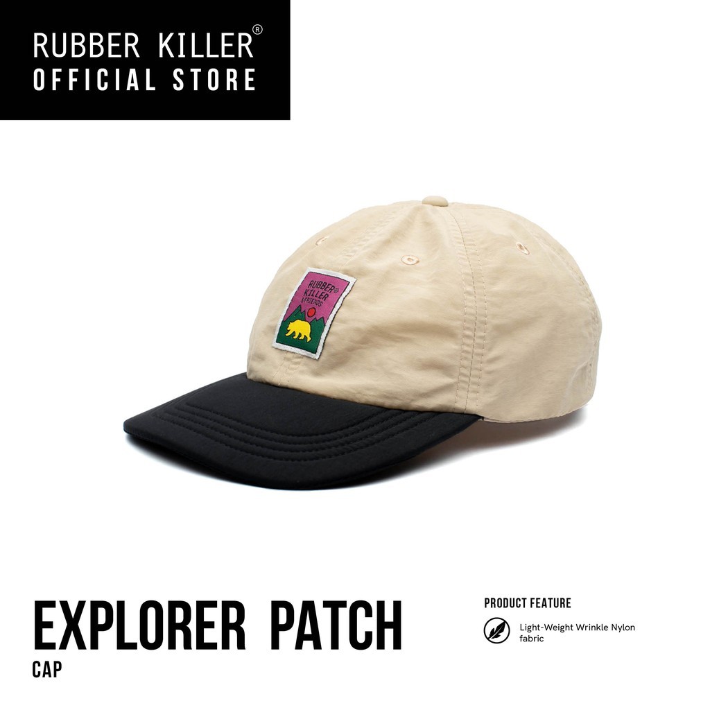 Rubber Killer - EXPLORER PATCH - WRINKLED NYLON CAP - Beige/Beige - 100740054