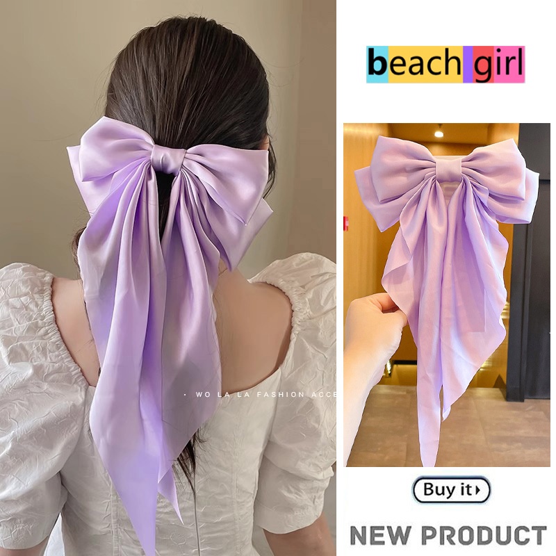 💕beachgirl💕สีม่วง กิ๊บติดผมโบว์  ขนาดใหญ่ สไตล์เกาหลี แฟชั่นสําหรับผู้หญิง เครื่องประดับผมแฟชั่น ราคาถูกที่สุด