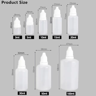 ขวดบีบหยด พร้อมส่ง ขนาด 3/5/10/15/20/30/50/100 ml. มีจุกหยด PE บีบใช้งานง่าย บรรจุของเหลว ใส่น้ำหอม