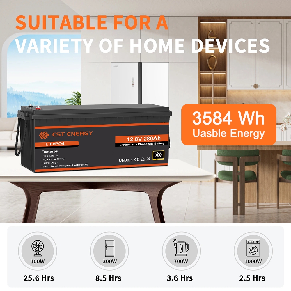 Lifepo4 Battery แบตเตอรี่ 12V 280ah Bluetooth Lithium Battery 3584Wh แบตเตอรี่ลิเธียม 12v 100ah