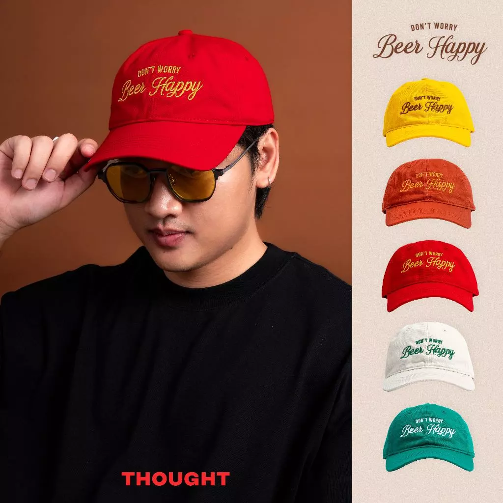 THOUGHT.BKK - หมวกแก็ป หมวกเบสบอล ปักลายสุดเมา รุ่น Don't worry Beer happy