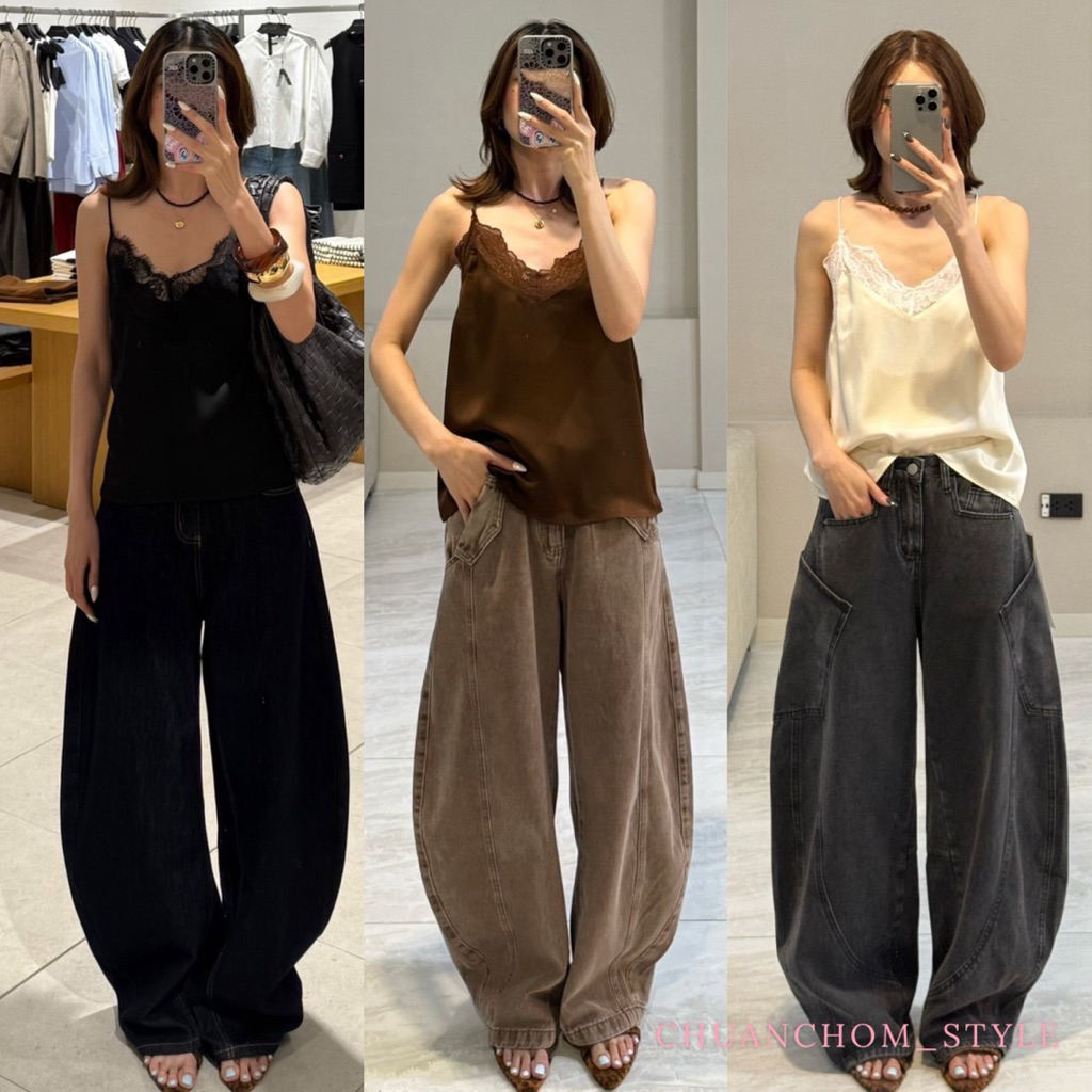 🔖X2 #9962 STUDIOX2  SILK SATIN CAMISOLE LACE TOP  เสื้อซาตินสายเดี่ยว คอวี แต่งขอบลูกไม้ ทรงปล่อย
