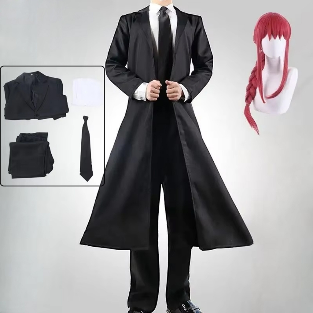 Makima Cosplay ชุดคอสเพลย์มาคิมะ วิก สำหรับผู้หญิงและผู้ชาย เสื้อโค้ทแจ็คเก็ต สูทสีดำ เครื่องแบบ ฮาโลวีน คาร์นิวัล ปาร์ต ราคา ถูกที่สุด ดีลบีเคเค แกลเลอรีภาพที่ 3