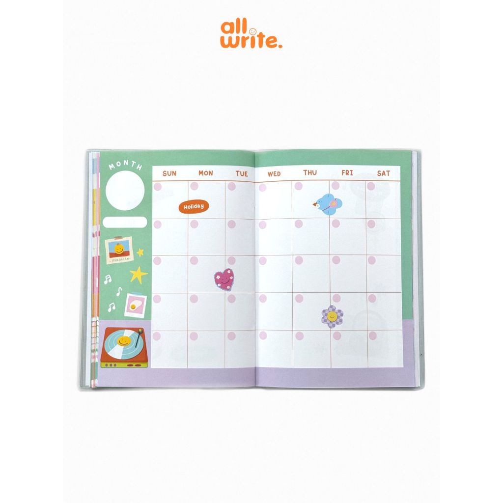 allwrite พร้อมส่ง ฟรี!! Sticker สมุดแพลนเนอร์ Monthly Planner ห่อปกพลาสติก ขนาด A5  AW425 - รูปที่ 5