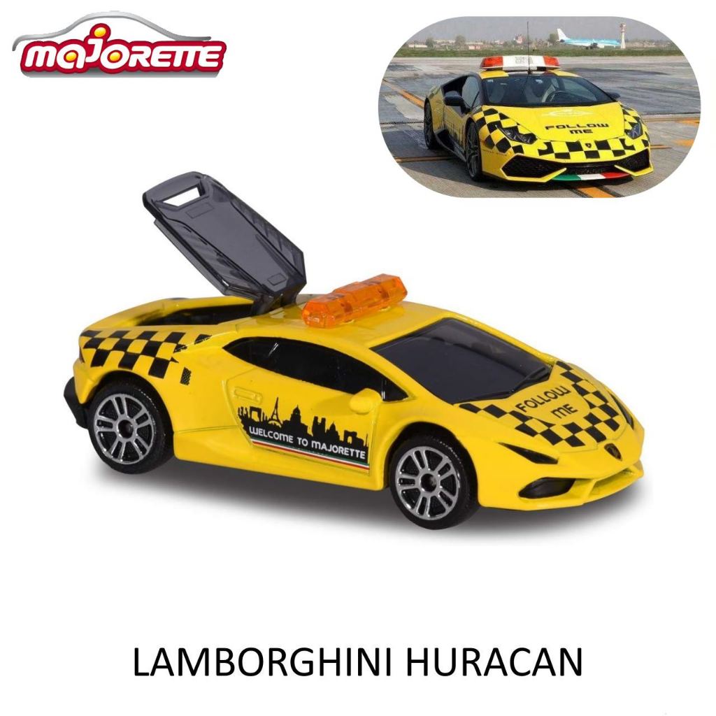 (มือ1นอกแพ็ค) โมเดลรถเหล็ก Lamborghini Huracán เวอร์ชัน Follow Me Car งาน majorette ลิขสิทธิ์แท้100%  สเกล1/64