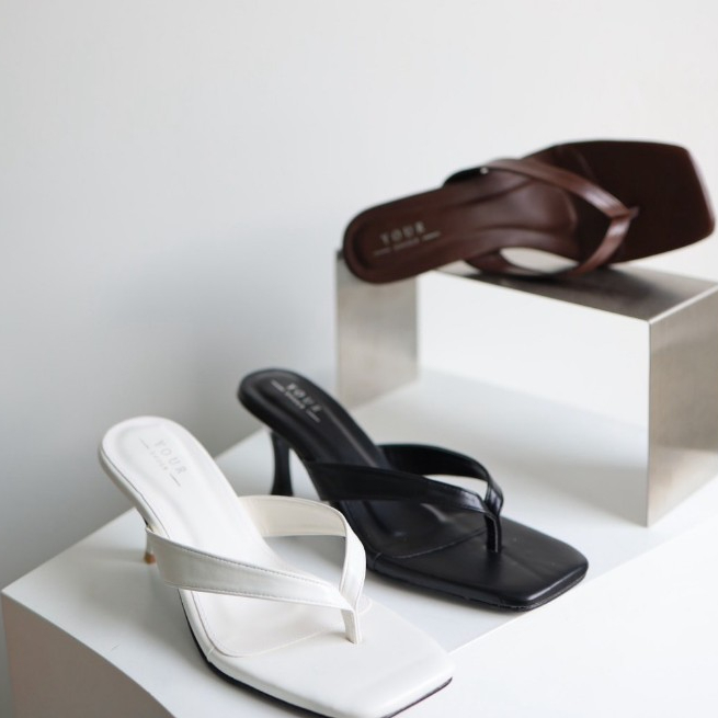 YOURSHOES B17 / รองเท้าส้นสูง 3นิ้ว รองเท้าหูคีบ รองเท้าผู้หญิง