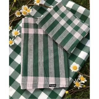 ผ้าขาวม้า ผ้าฝ้าย 100 %ตรารถไฟ ผ้าไม่หด สีไม่ตก เย็บชายทุกผืน ขนาด 80×190 cm ขนาดมาตรฐาน