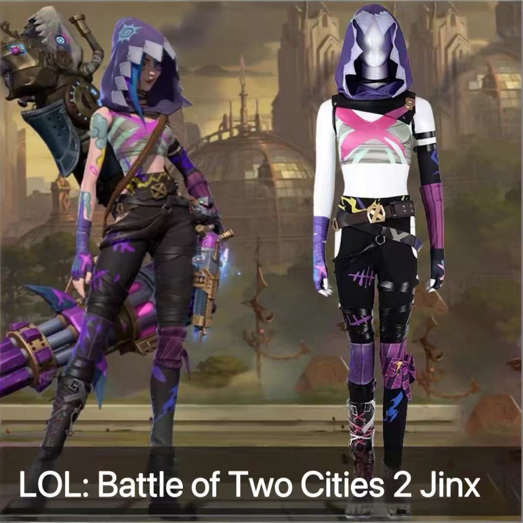ชุดคอสเพลย์ฮาโลวีน ชุด LOL ชุดคอสเพลย์เกม League of Legends: Battle of Two Cities 2 Jinx สำหรับผู้หญ