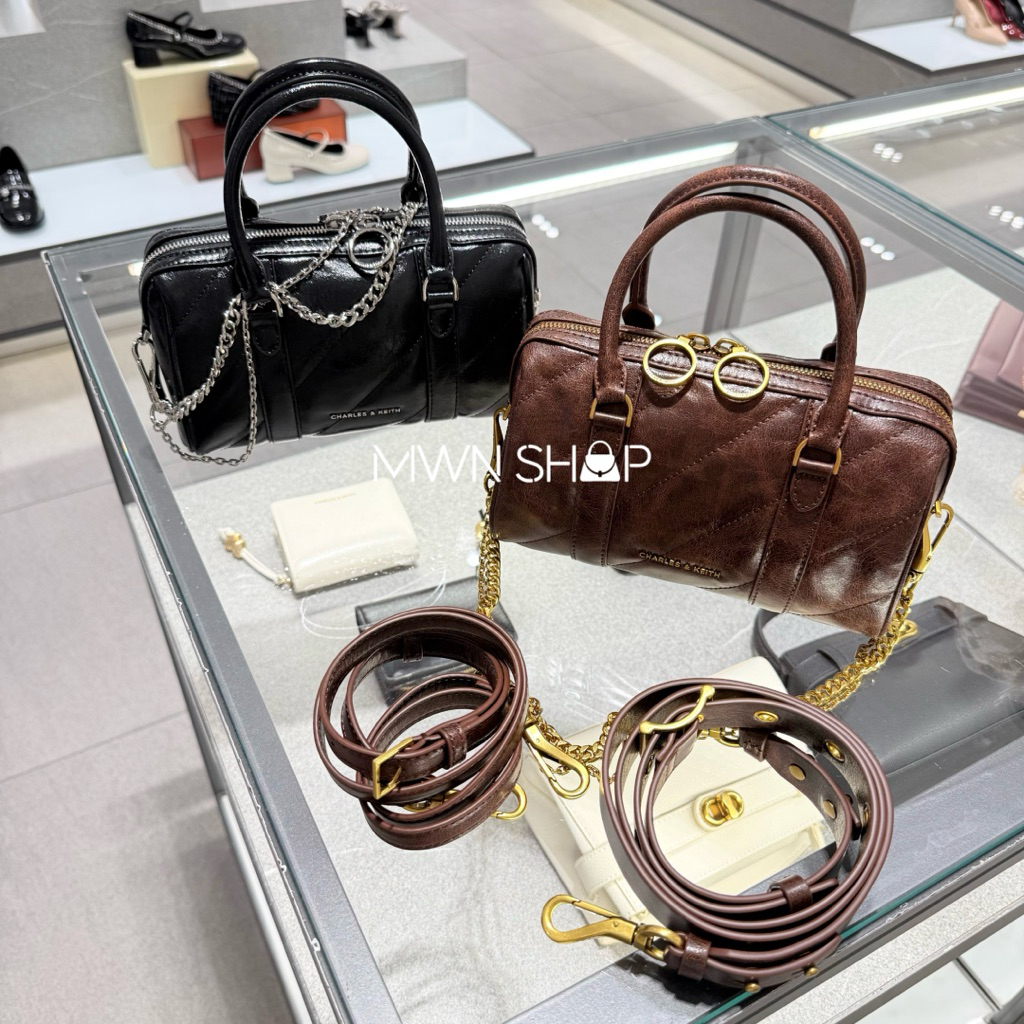 Charles&keith กระเป๋าสะพายข้าง มีโค้ดลด30% Philomena พร้อมถุงผ้า ถุงกระดาษ ของแท้จากชอป