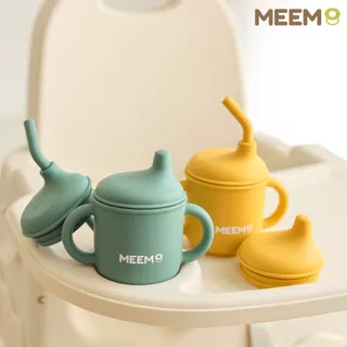 MEEM แก้วหัดดื่มซิลิโคน แบบมือจับ มีฝาให้เลือก 2 แบบ รุ่น Duckbill sippy (Colorful Series)