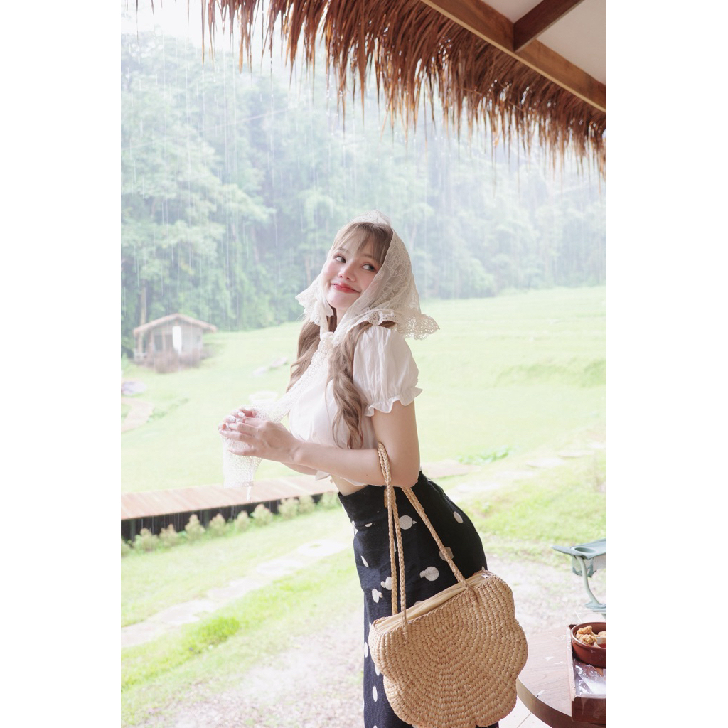 ผ้าคลุมไหลลูกไม้ (คลุมไหล่ โพกผม ผูกเอว) - รูปที่ 7