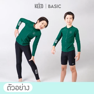 ✨NEW✨ KEED : BASIC เสื้อว่ายน้ำเด็กโต มีซิปด้านหน้า ตกแต่งด้วยสกรีนด้านข้าง *114*