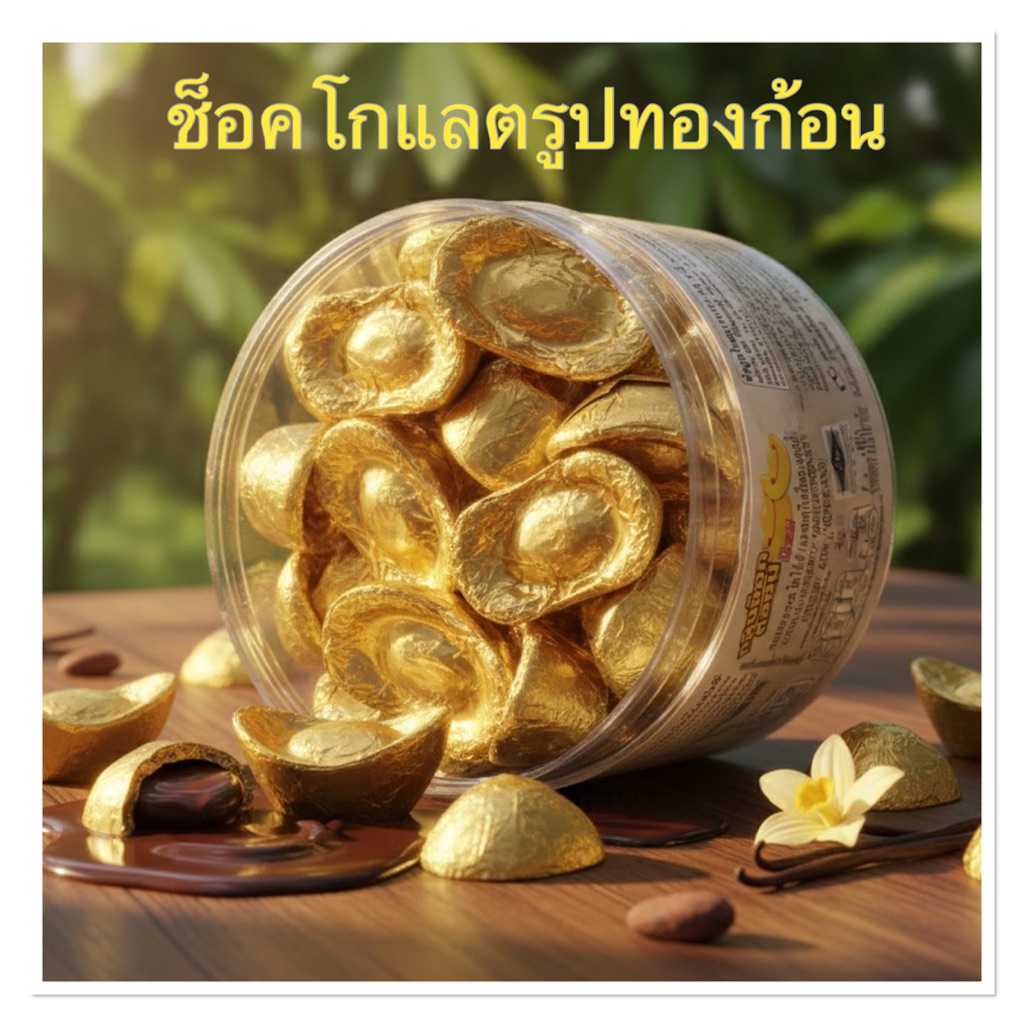 ช็อคโกแลต รูปทองก้อน บรรจุ 30 เม็ด ต่อกระปุก