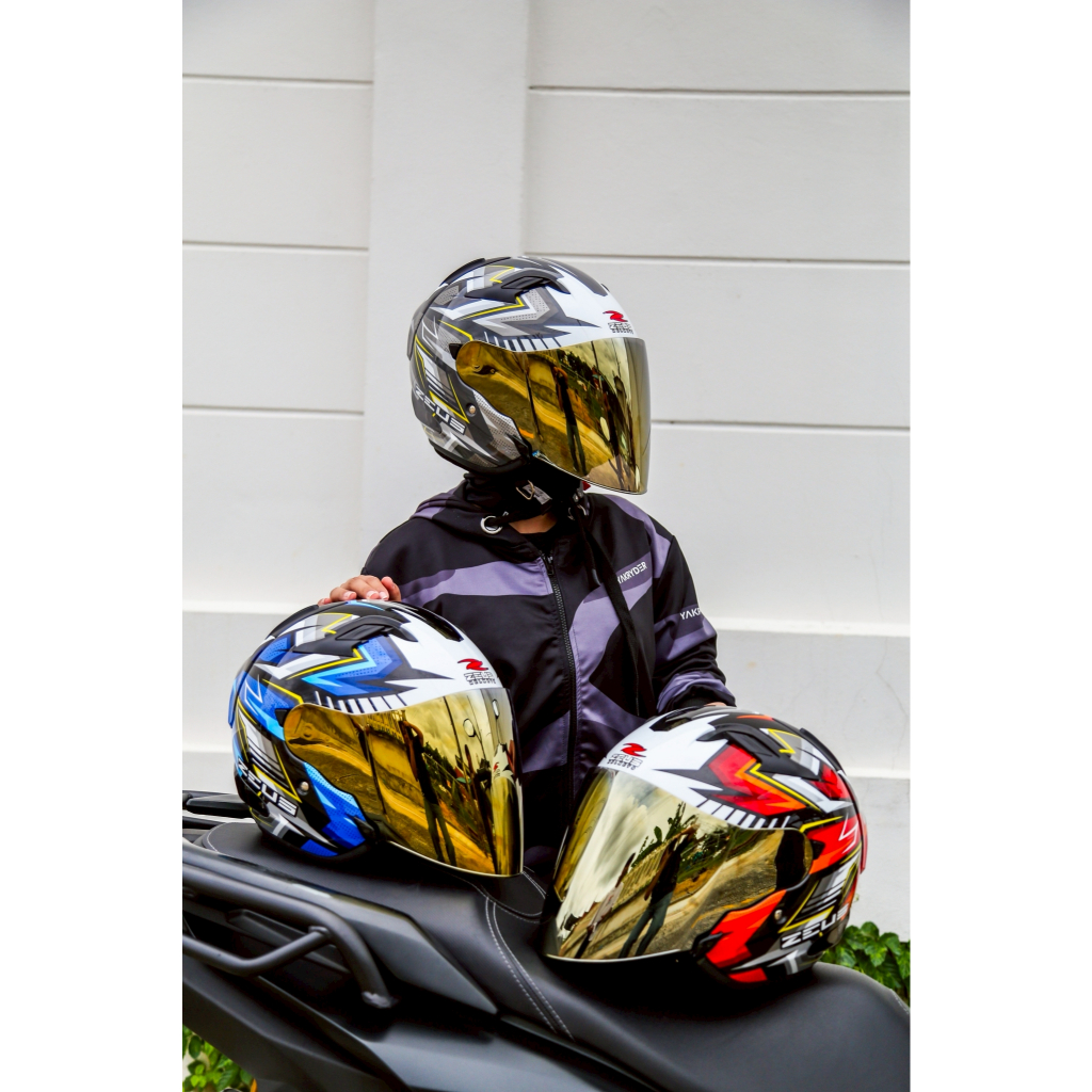 แถมฟรี‼️ ชิลด์ปรอทหมวกกันน็อคครึ่งใบ ZEUS ZS-627 ลายใหม่ล่าสุด 2025 !!SK PROJECT