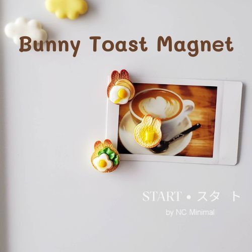 START • スタ−ト STM1007 Bunny Toast Magnet พร้อมส่ง แม่เหล็กติดตู้เย็น รูปบันนี่โทสต์ เรซิ่นจิ๋ว ติดตู้เย็น ติดบอร์ด ล็อคเก