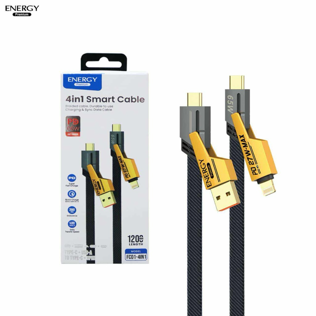 ENERGY 4 in 1 Braided Cable PD66w 1200MM FC01-4IN1