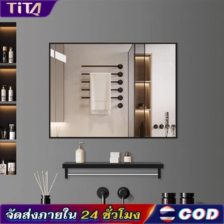 TiTa กระจกห้องน้ำติดผนัง กระจกห้องน้ํา 50/70/80ซม พร้อมชั้นวาง ไม่จำเป็นต้องเจาะรู ชัดเจนและทนทาน