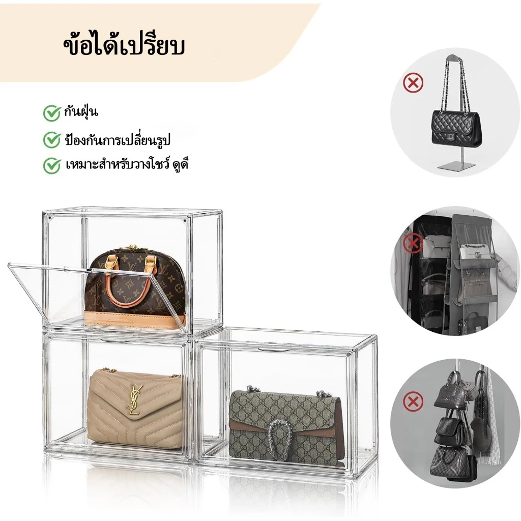 ตู้โชว์โปร่งใส ป้องกันฝุ่น กล่องใส่รองเท้า กระเป๋า ตุ๊กตา thumbnail 9