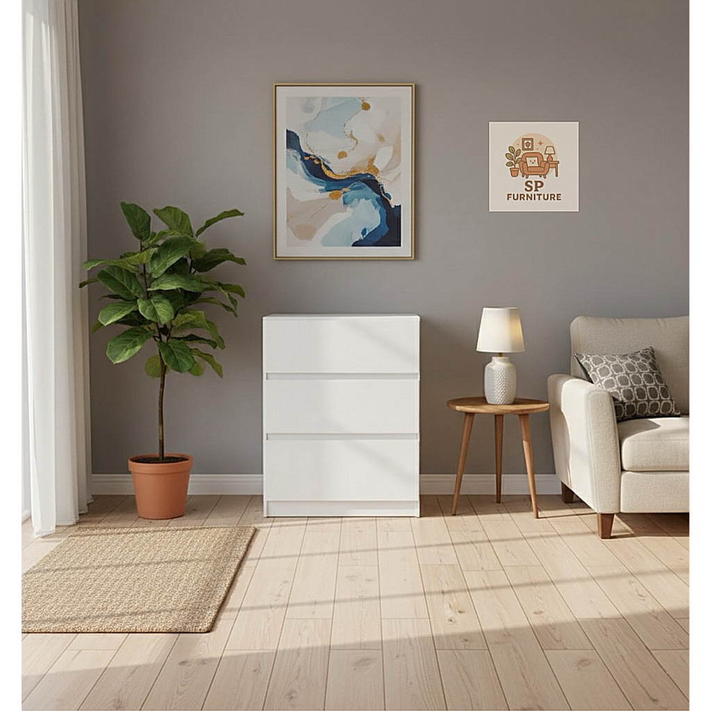 ตู้เก็บของ ชั้นเก็บของ 3  ลิ้นชัก สีขาว ( 60* 40* 90 cm)