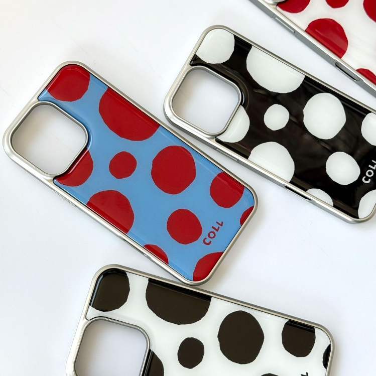 [Pre-order ระบุรุ่นในหมายเหตุ] collagevacance - Polka Dot Silver Epoxy Bumper Case เคสโทรศัพท์ เคสไอโฟน