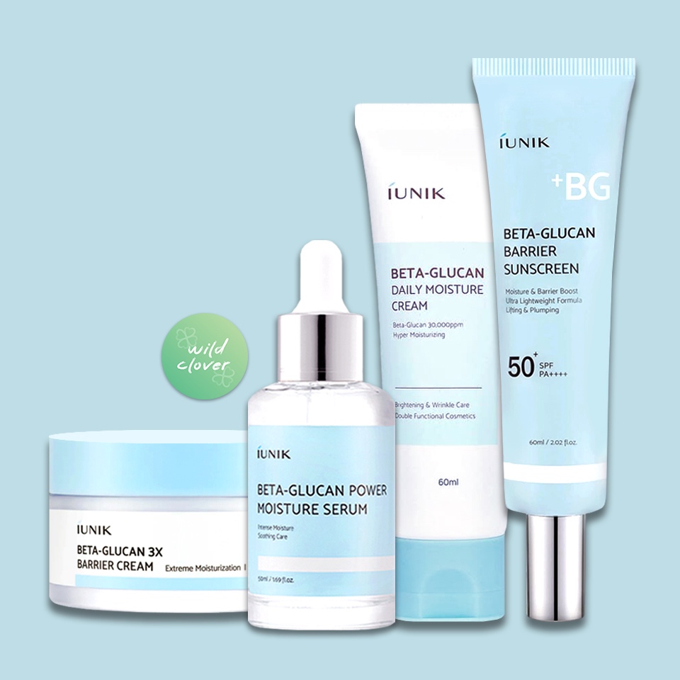 🍀 IUNIK : แท้พร้อมส่ง exp.2028-2029 beta glucan : moisture serum, daily cream, 3x barrier cream, sun