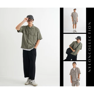 MANMAN OUTFIT - สินค้าใหม่! เชิ้ตผ้าร่ม กระดุมสแนป Street style