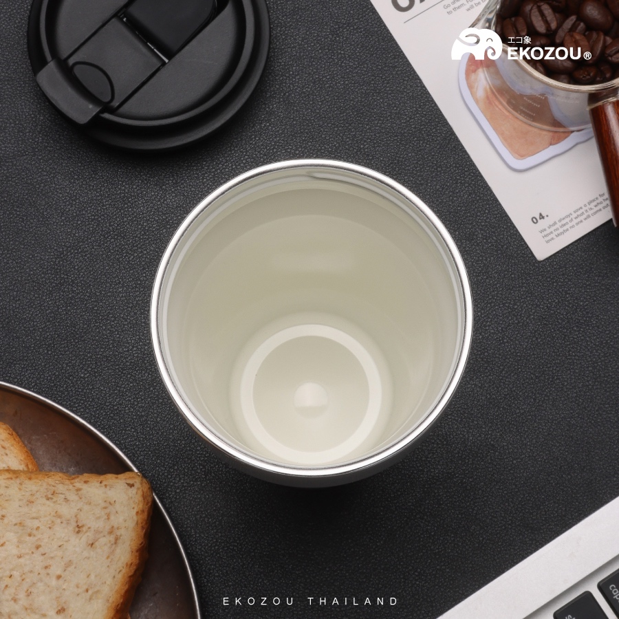 EKO Ceramic Cup ขนาด 480ml/16oz แก้วสแตนเลส 304 มาพร้อมหลอดเด้ง เคลือบเซรามิค เก็บได้ทั้งร้อน-เย็น ราคา ถูกที่สุด ดีลบีเคเค แกลเลอรีภาพที่ 3