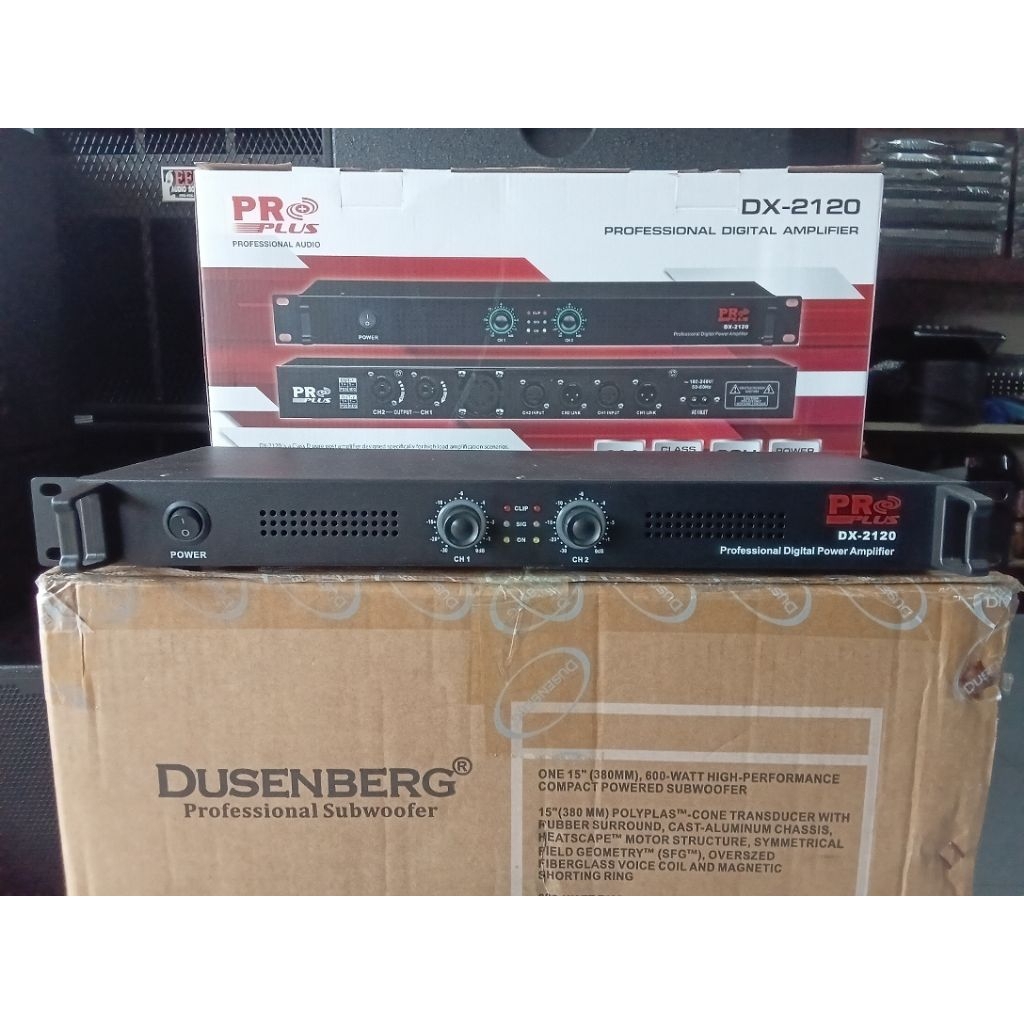 แอมป์ขยาย PROPLUS DX-2120 คลาส D ขนาด 1U   200Wx200W ไฟแสดงสถานะสัญญาณเสียง เมื่อมีสัญญาณเสียงผ่านเข