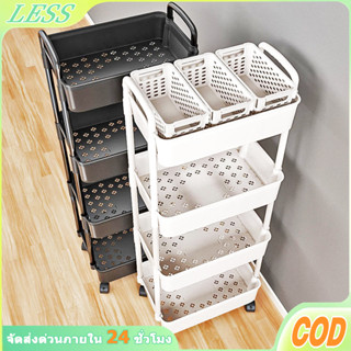 LESS ชั้นวางของรถเข็นพลาสติก 3/4/5ชั้น พร้อมล้อเลื่อน+ที่จับ…