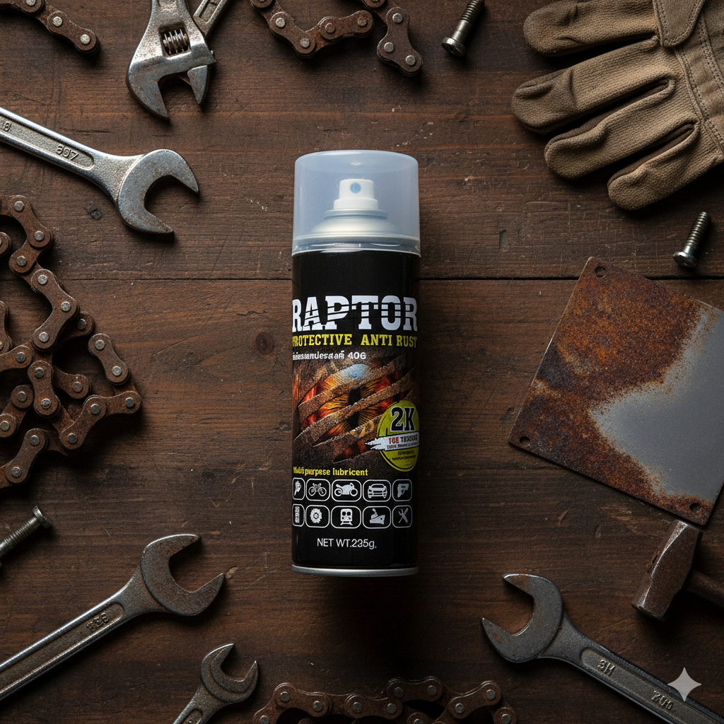 Raptor สเปรย์น้ำมันอเนกประสงค์ หล่อลื่นลูกบิด บานพับประตู หน้าต่าง แม่กุญแจ ล้อเลื่อน